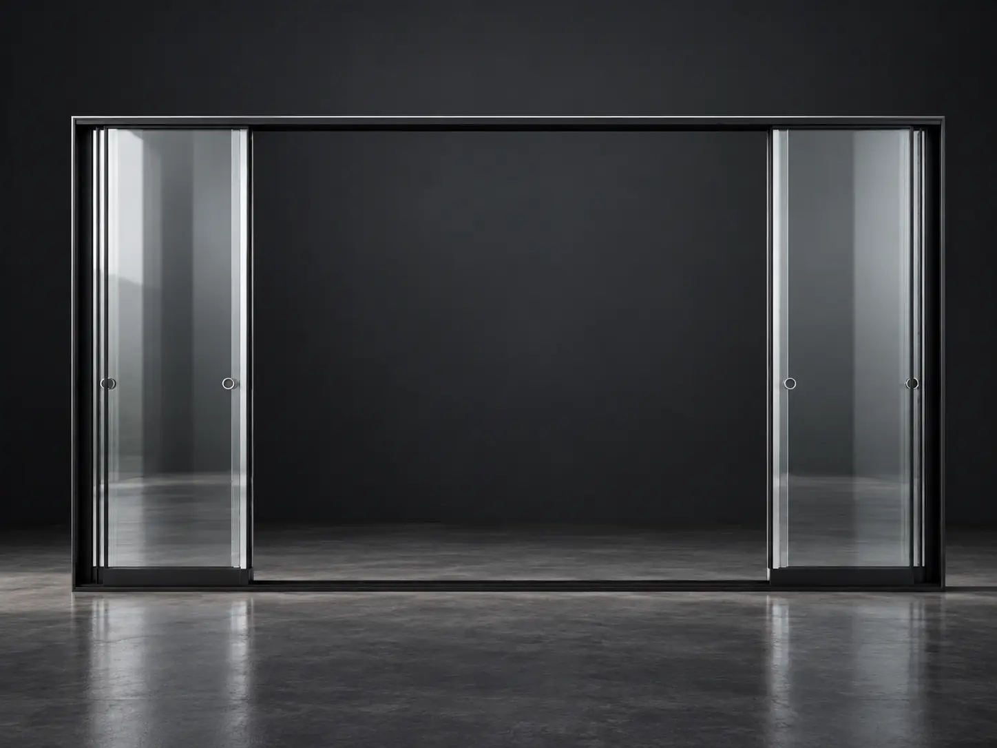 Photorealistic view of open BRUDA Tara Glass Doors